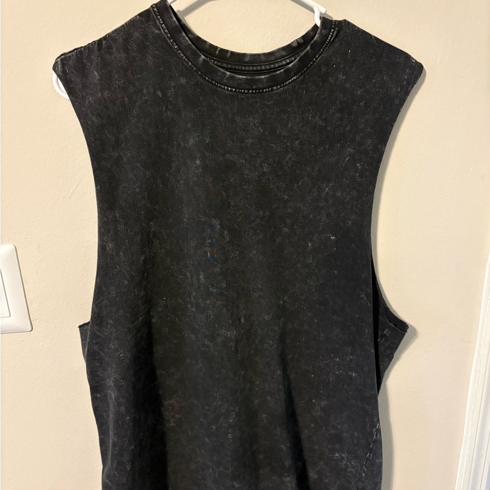 RSQ Black Acid Wash Muscle Tee